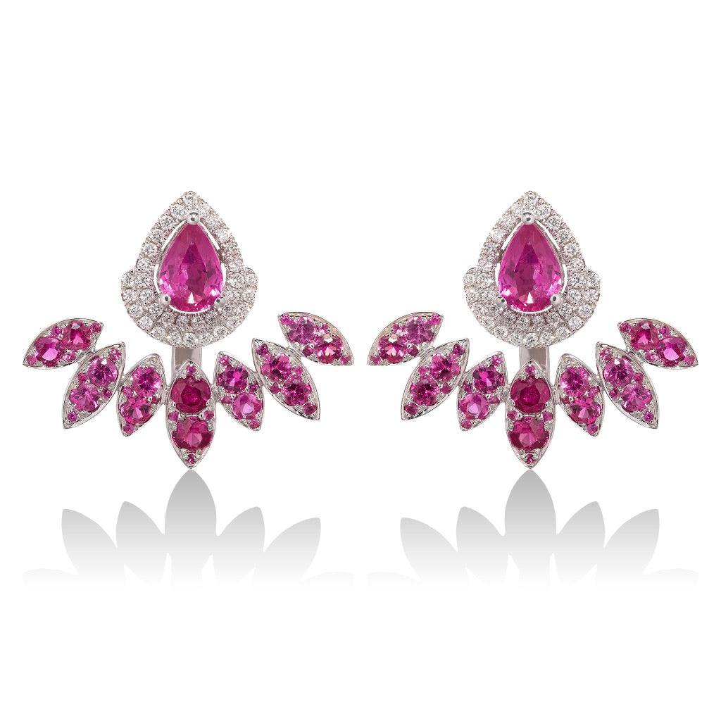 Diya Pink Sapphire and Pink Sapphire Ear Jackets
