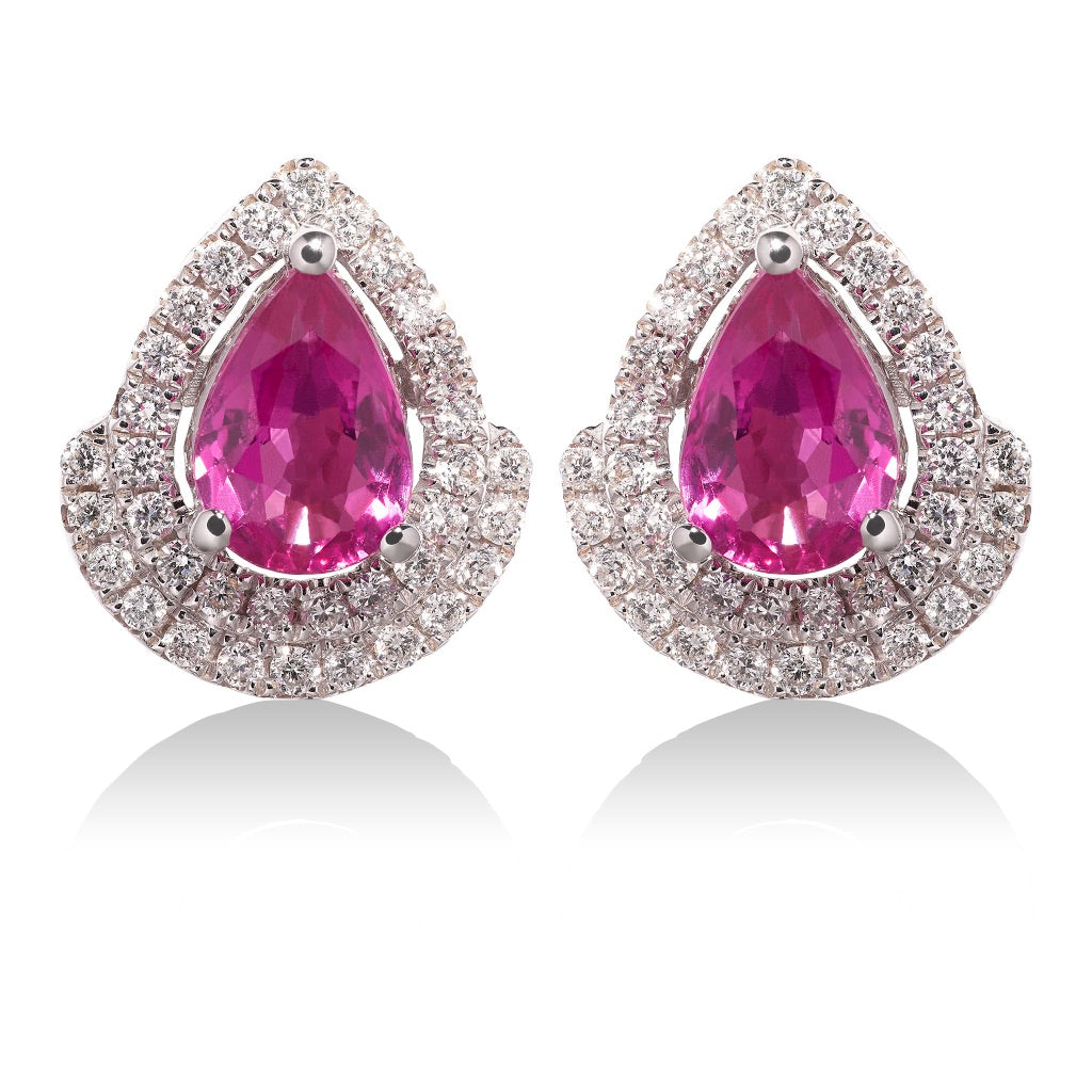 Diya Pink Sapphire and Pink Sapphire Ear Jackets