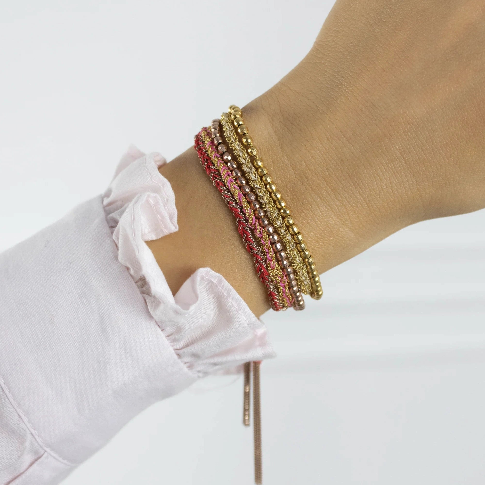 Panama Tassel Bracelet Gold and Pink