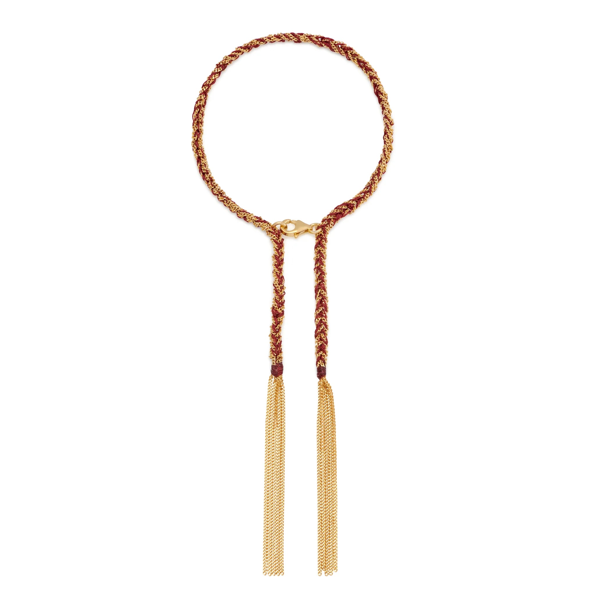 Panama Tassel Bracelet Gold and Burgundy