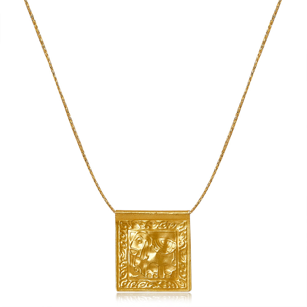 Burma Elephant Stamp Pendant on Cord