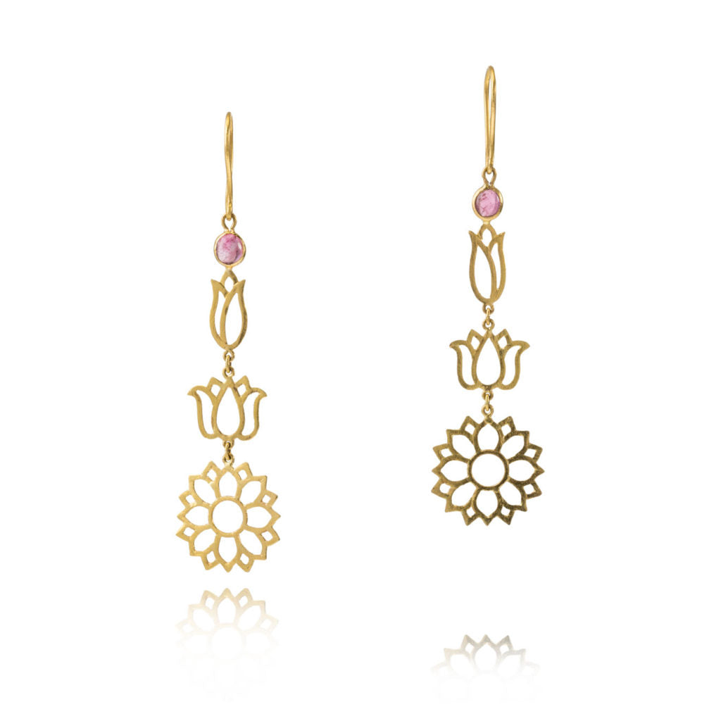 Burmese Long Lotus Earrings