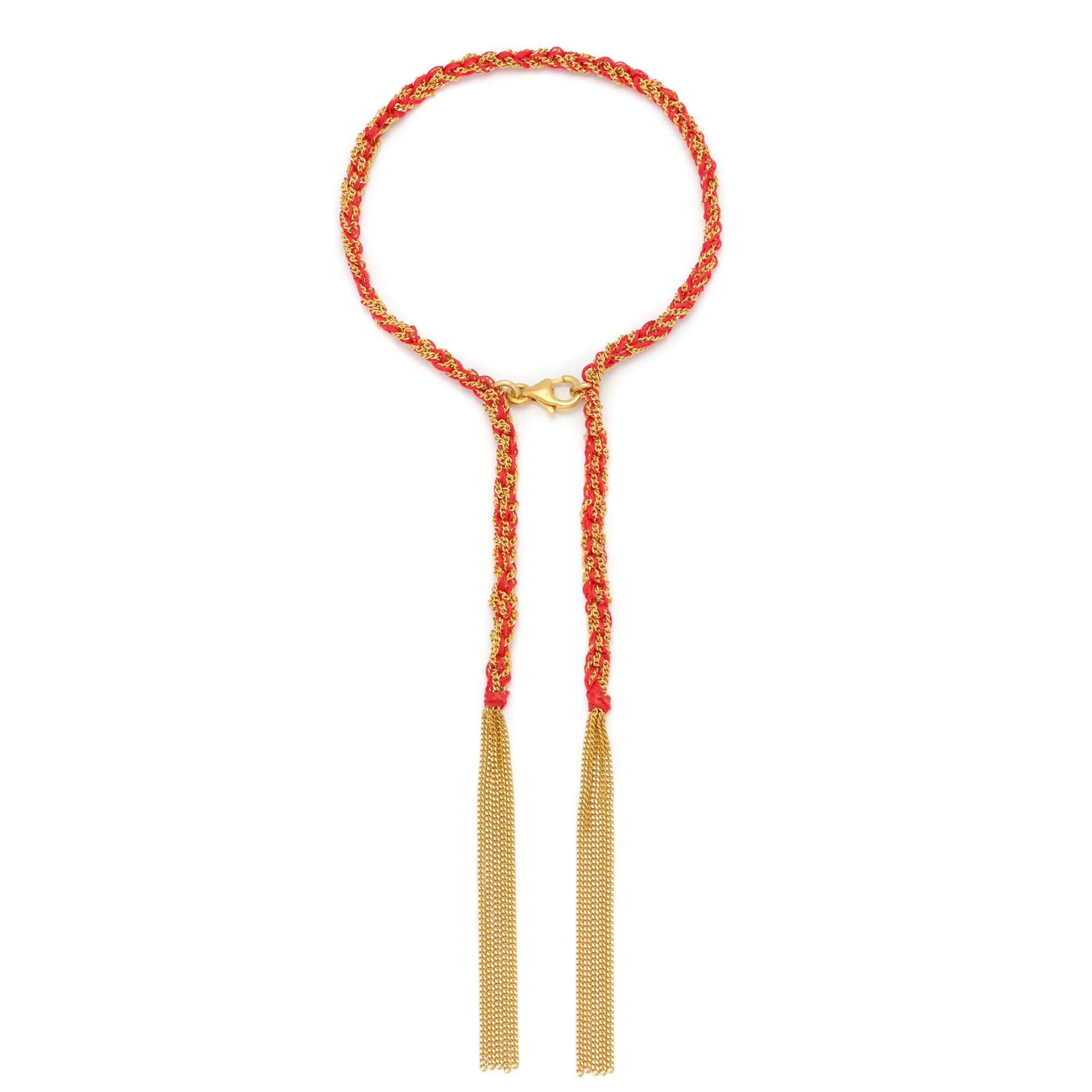 Panama Tassel Bracelet Gold and Red