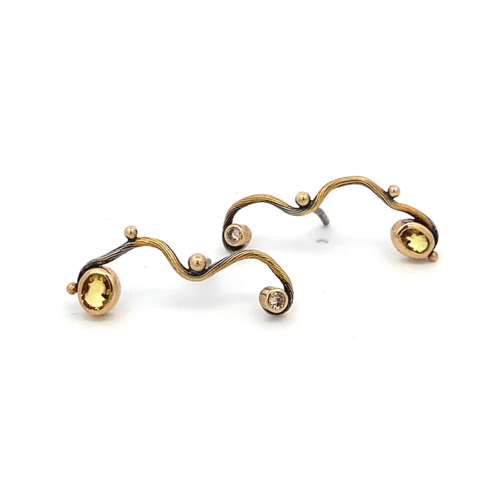 Seafire Silver and Yellow Sapphire Earrings