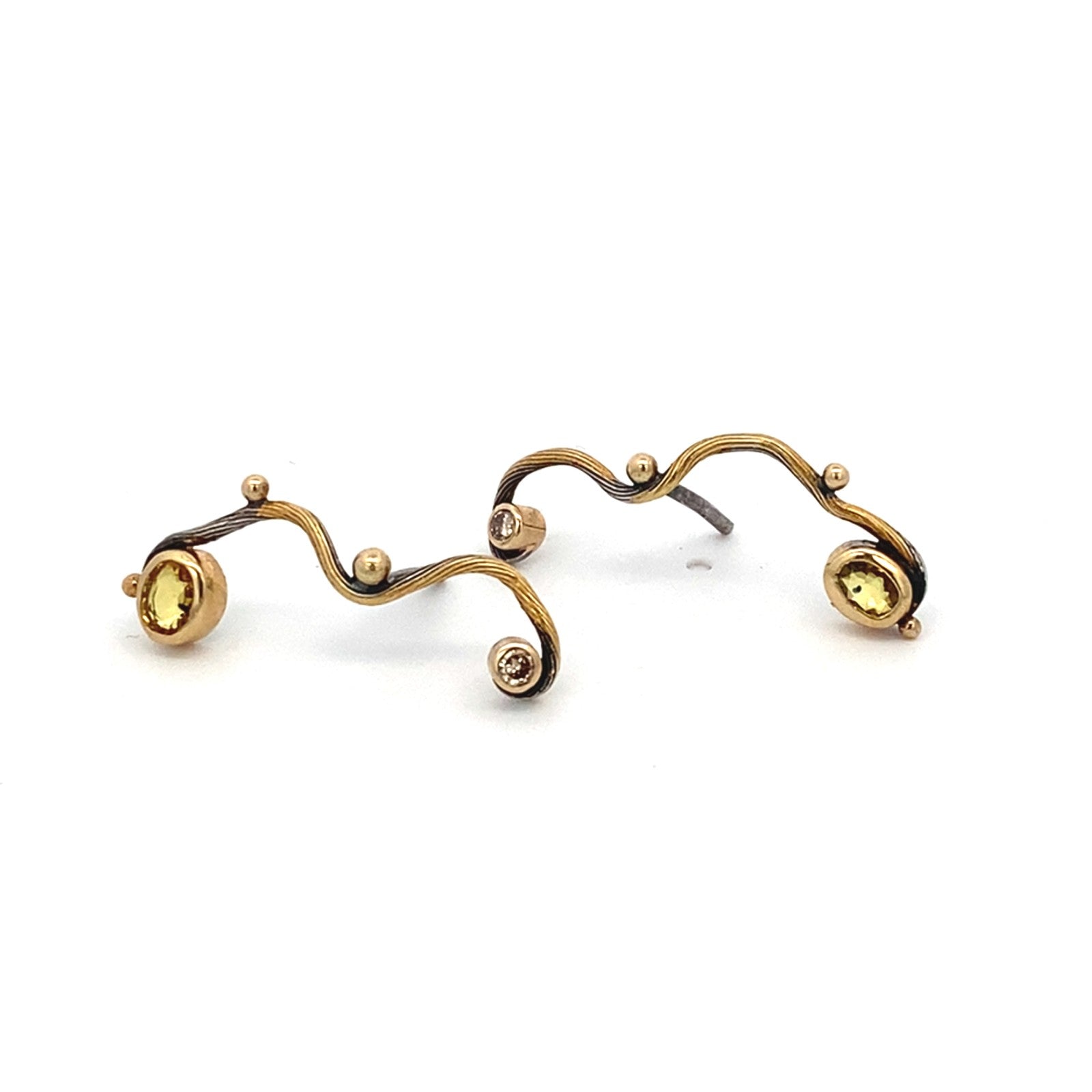 Seafire Silver and Yellow Sapphire Earrings