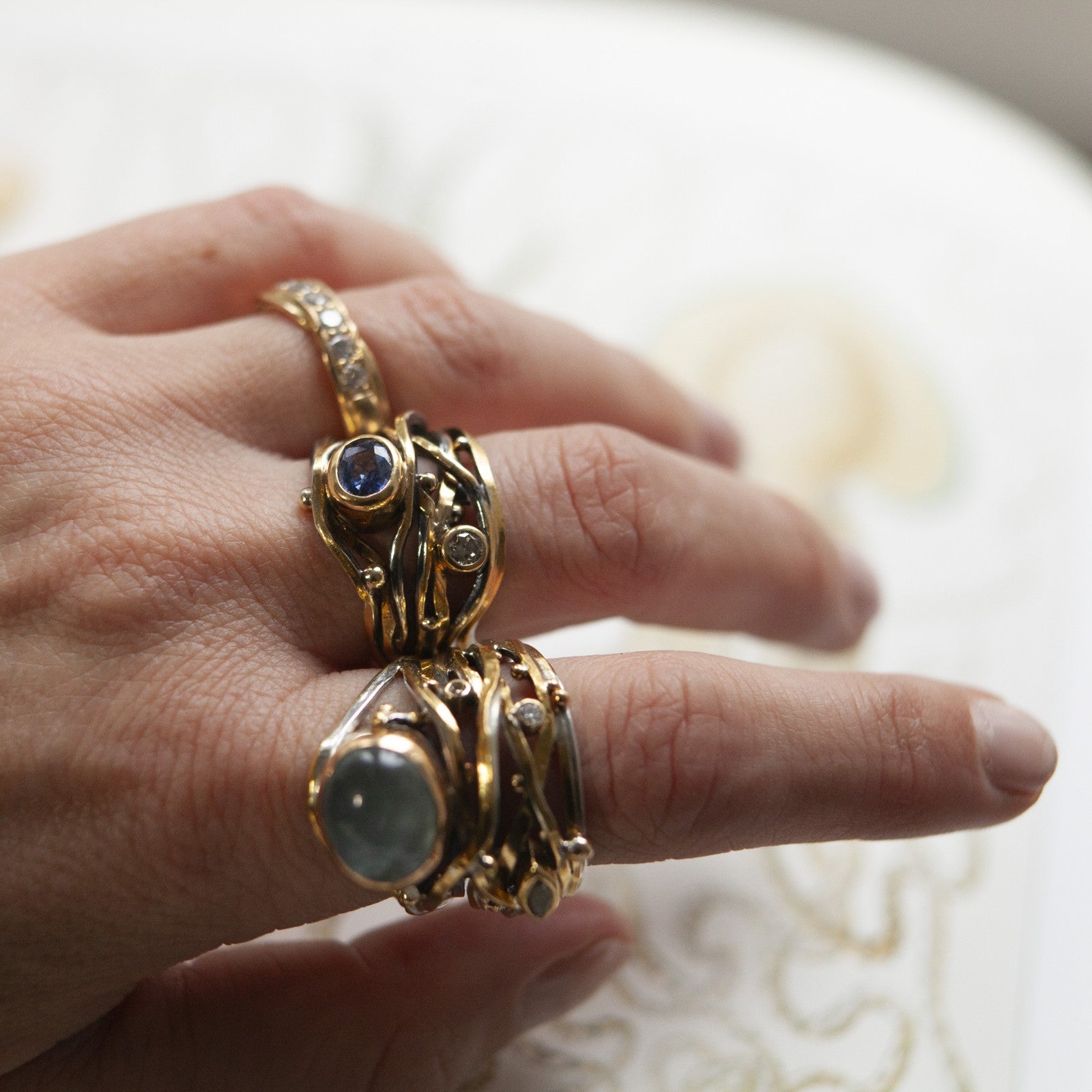 Twisted Ring Blue Sapphire