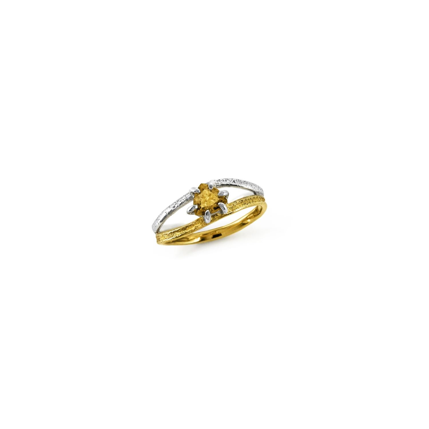 Yellow Trilliant Tourmaline Nest Ring