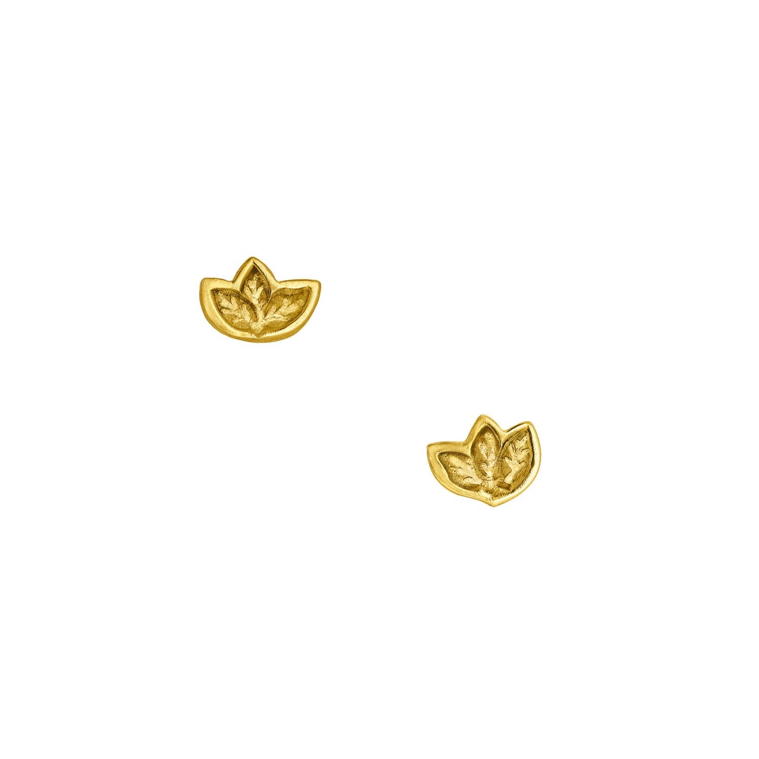 Yellow Gold Leaf Stud Earrings