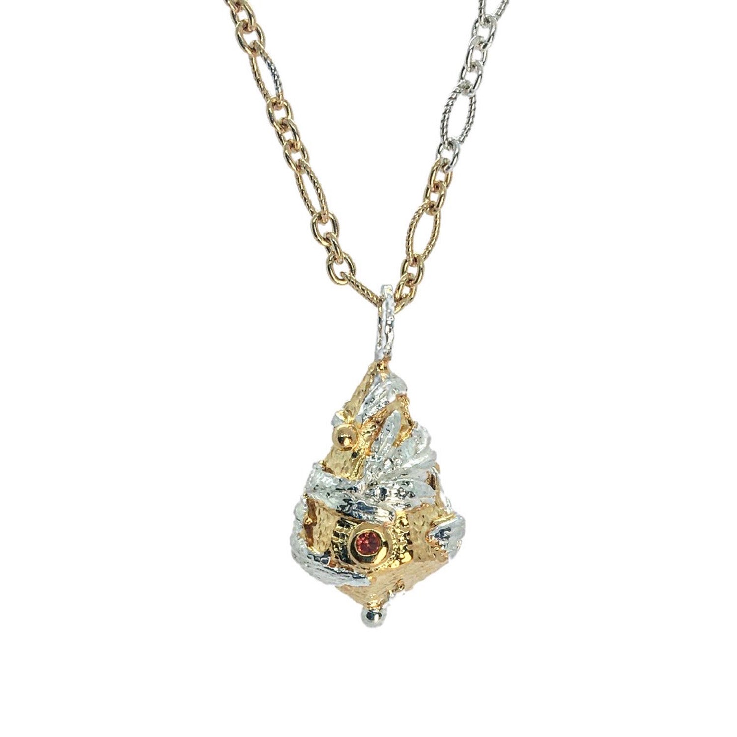 Small Lantern Orange Sapphire Necklace