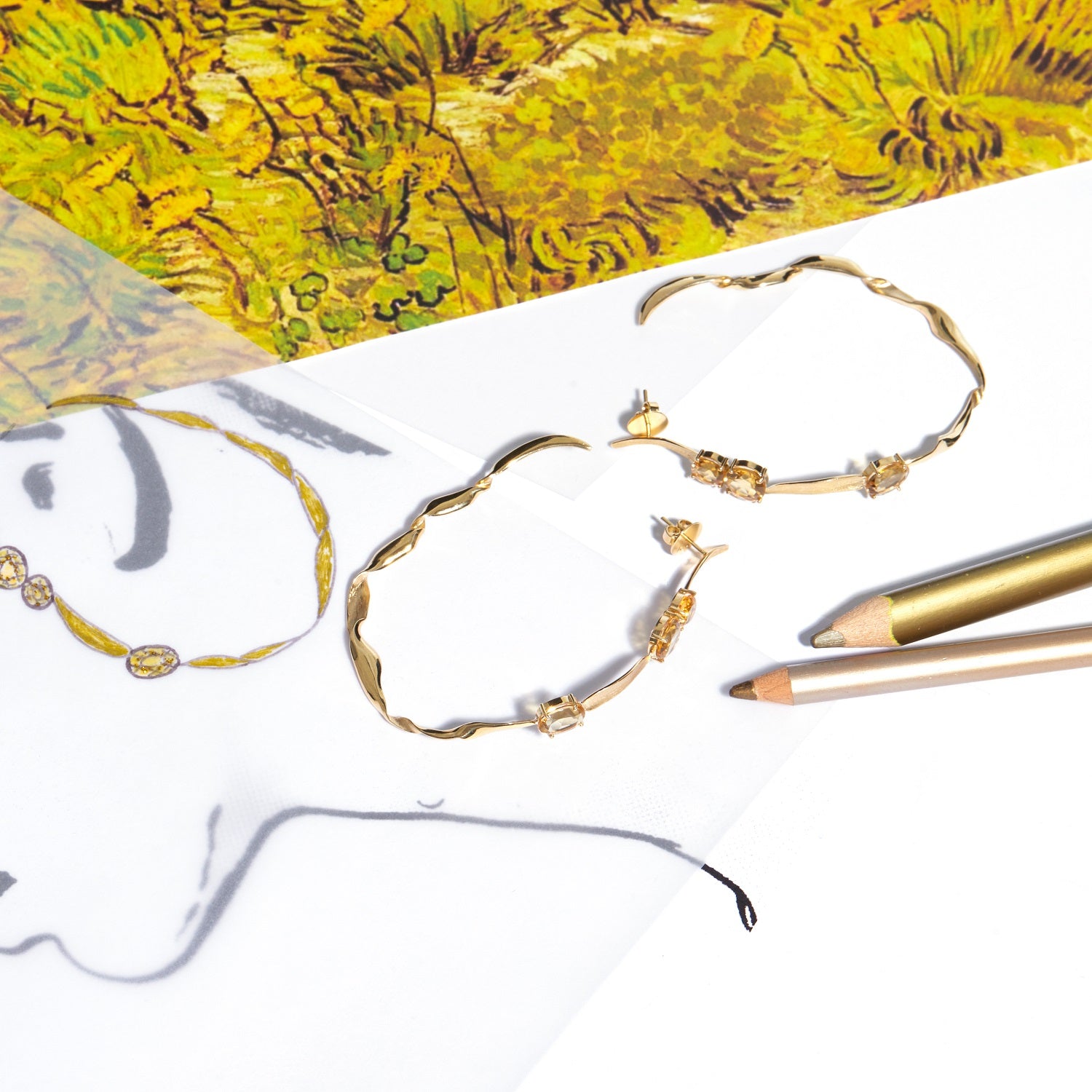 Van Gogh's Yellow Flowers Earrings