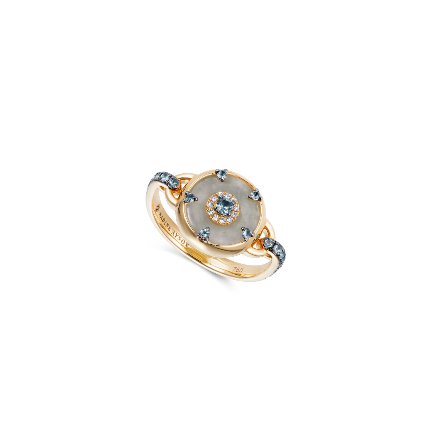 Celeste Aquamarine and Jade Ring