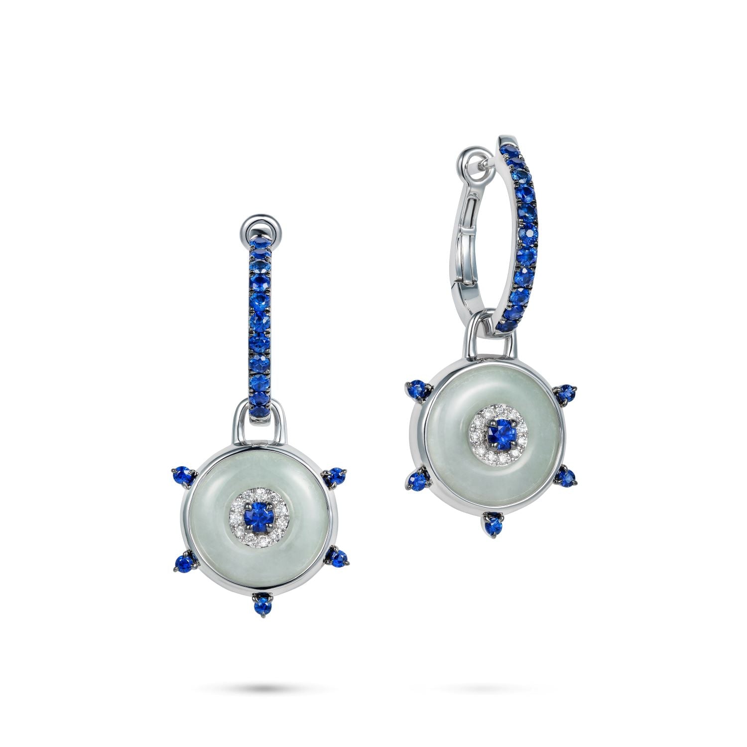 Celeste Hoop Blue Sapphire and Jade Earrings