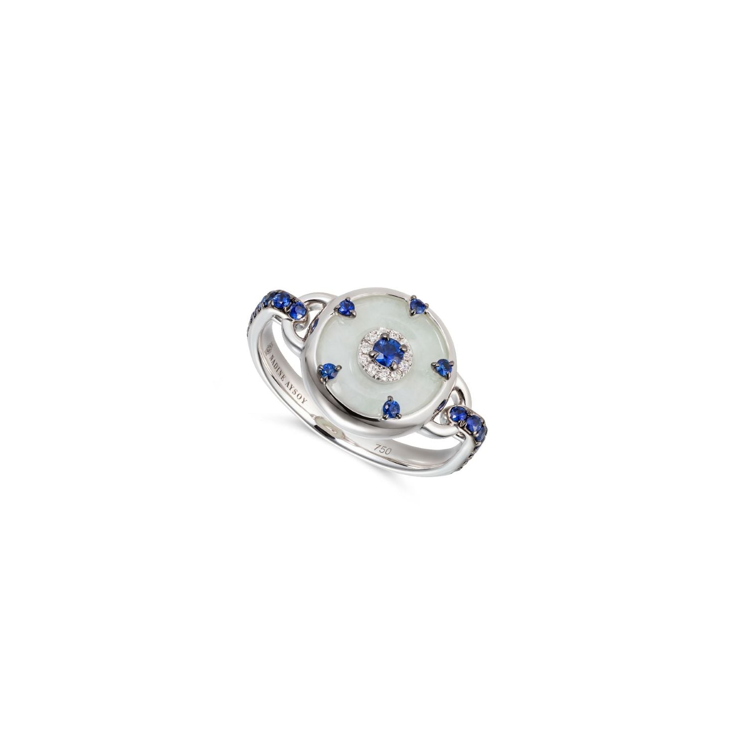 Celeste Blue Sapphire and Jade Ring
