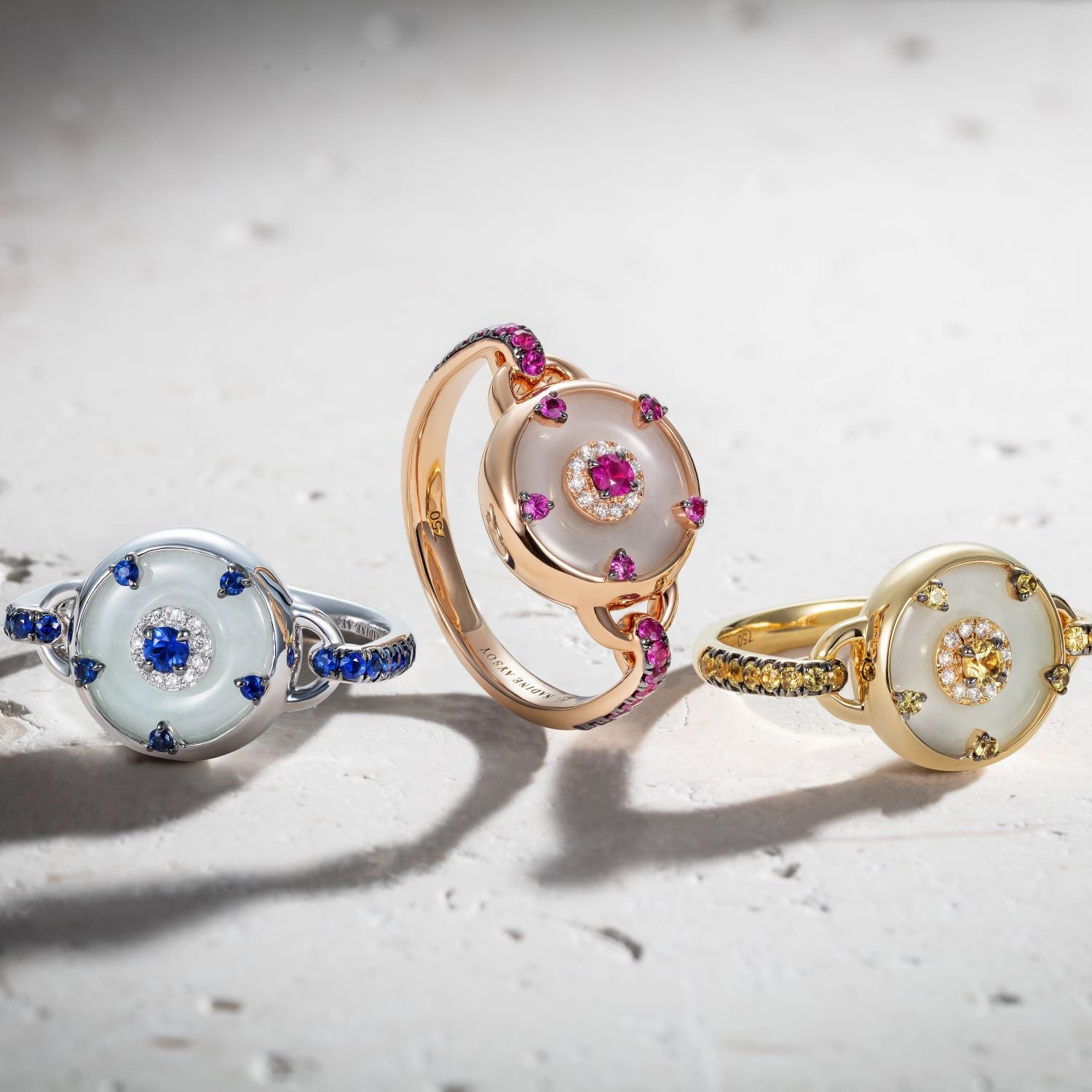 Celeste Pink Sapphire and Jade Ring