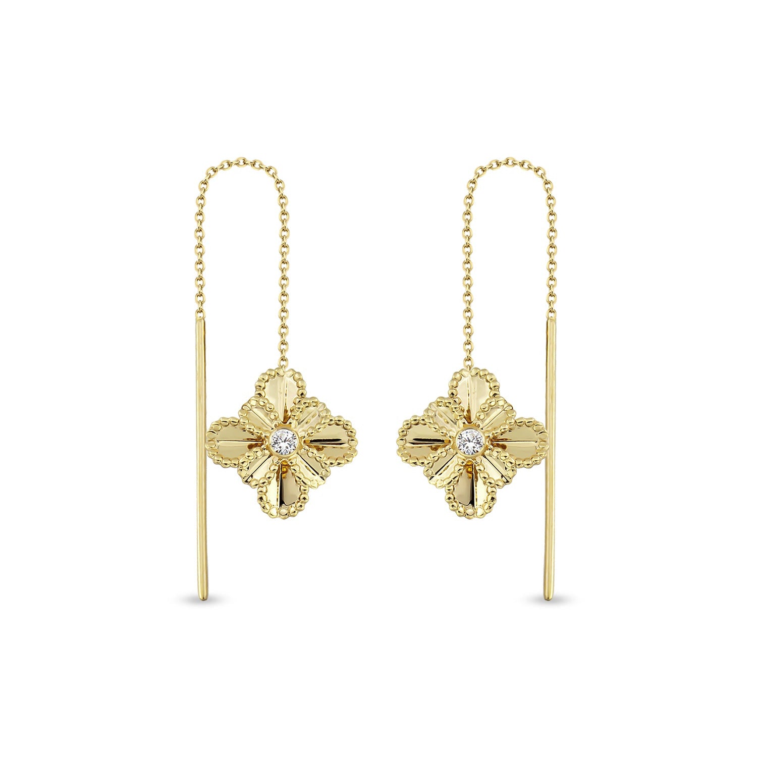 Diamond Lotus Threader Earrings