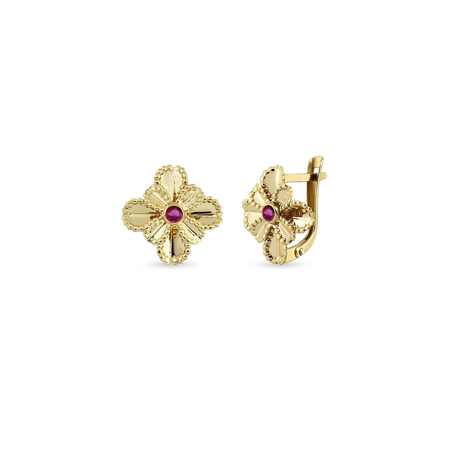 Ruby Lotus Stud Earrings