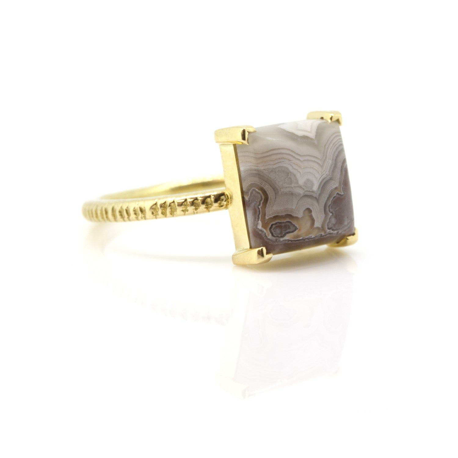Square Lace Agate Ring