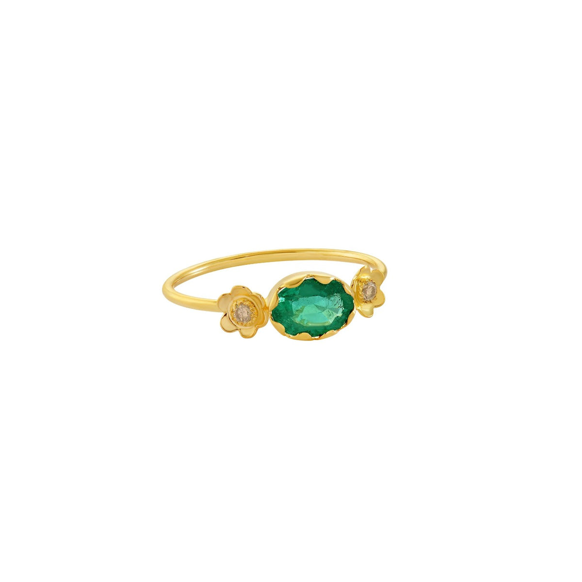 Grecian Gold Emerald and Diamond Stacking Ring
