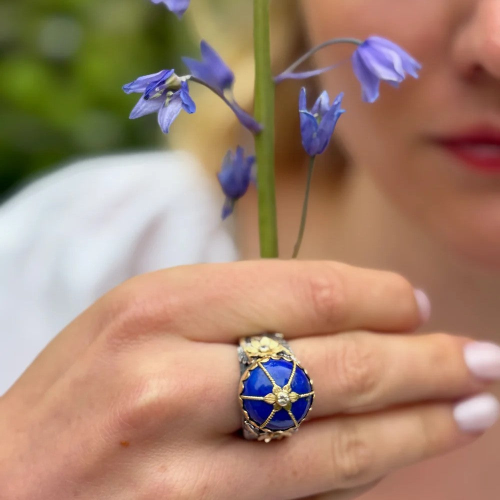 Lapis Lazuli Diamond Star Ring