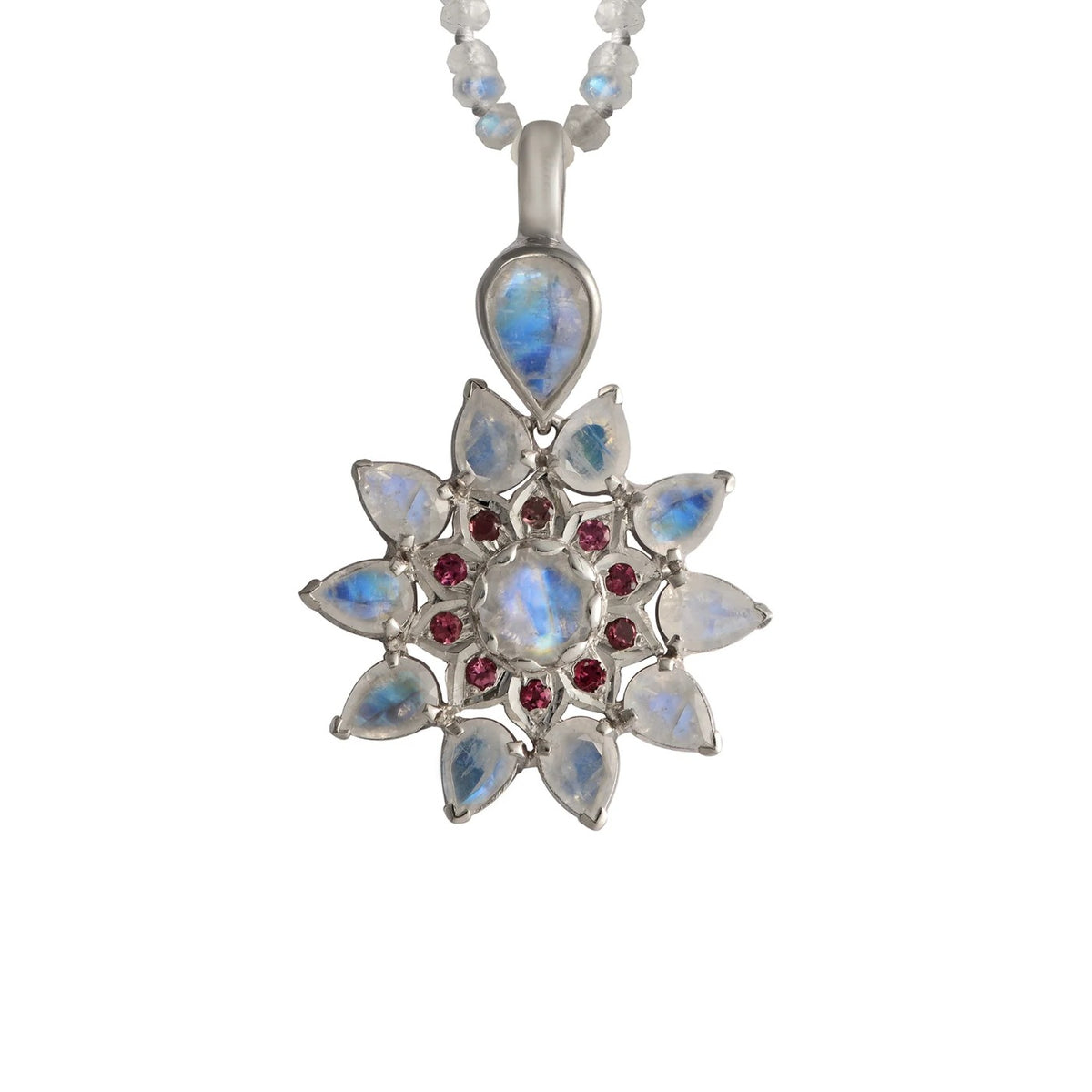 Stella Moonstone Garnet Statement Pendant