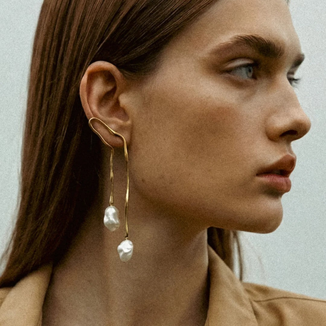 Melia Pearl Drop Earrings in Gold Vermeil