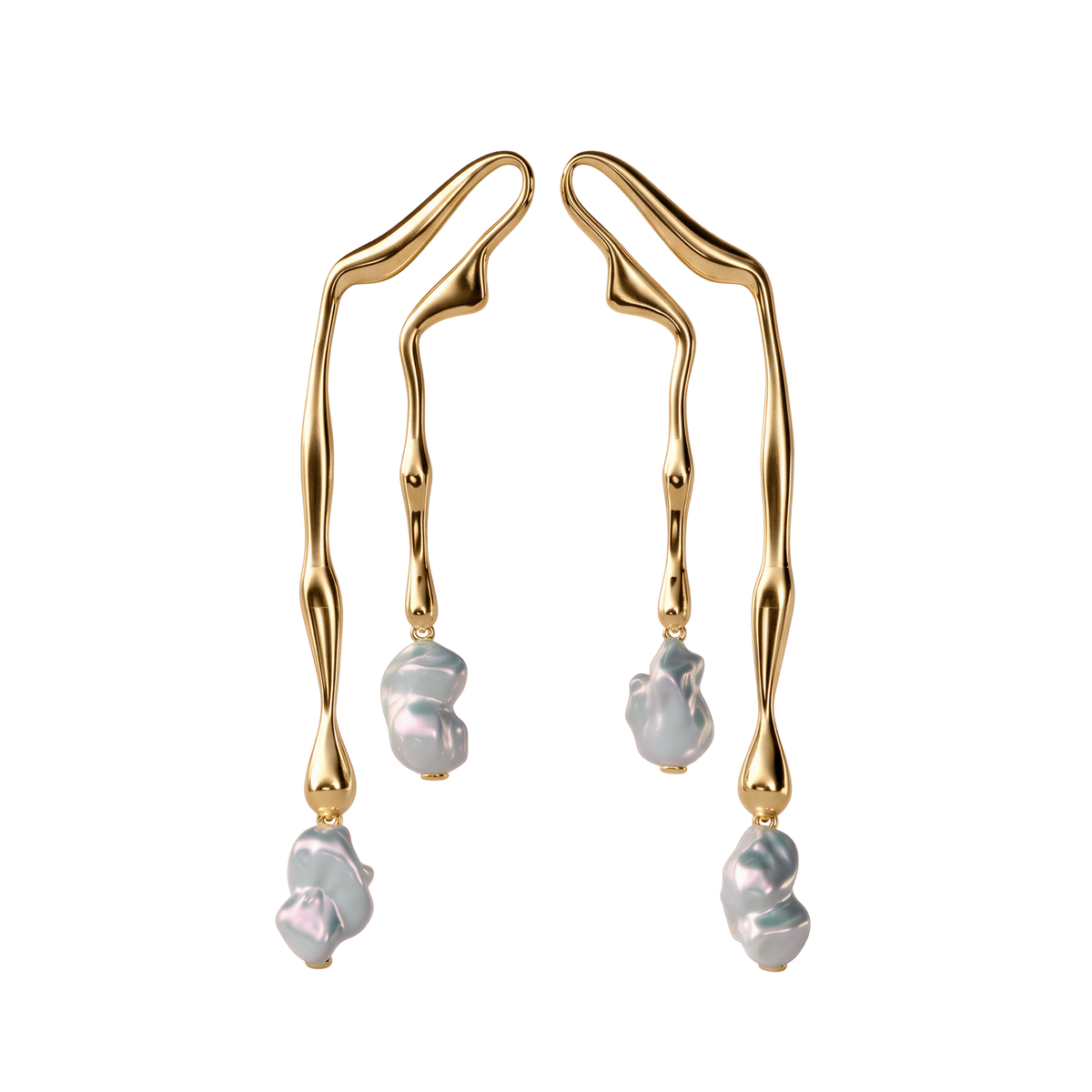 Melia Pearl Drop Earrings in Gold Vermeil