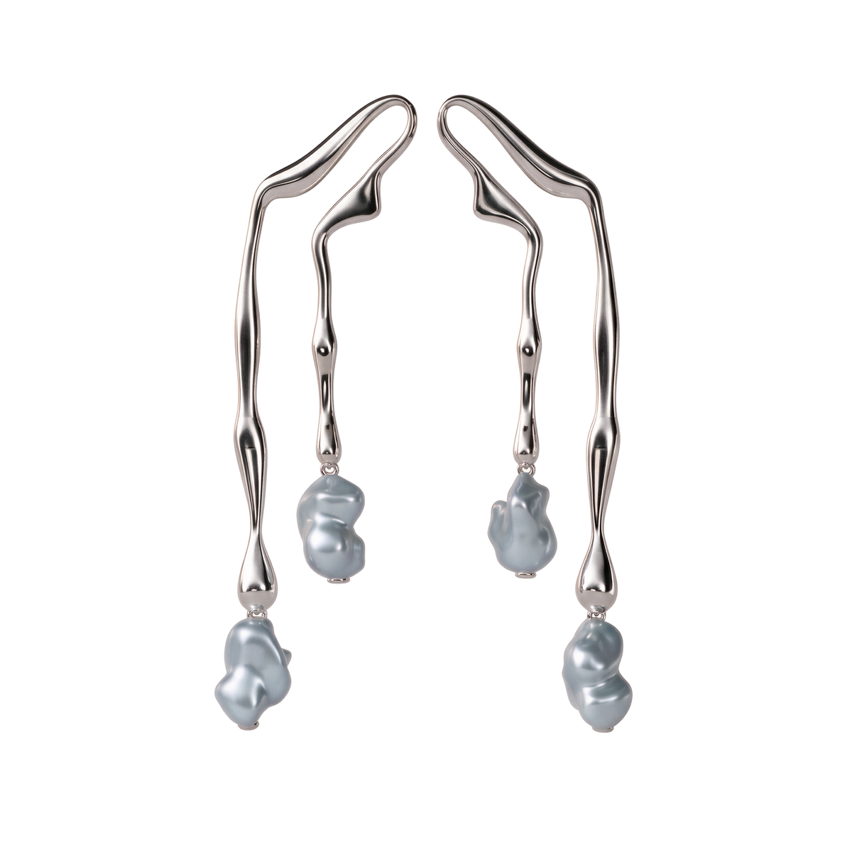 Melia Pearl Drop Earrings in Sterling Silver