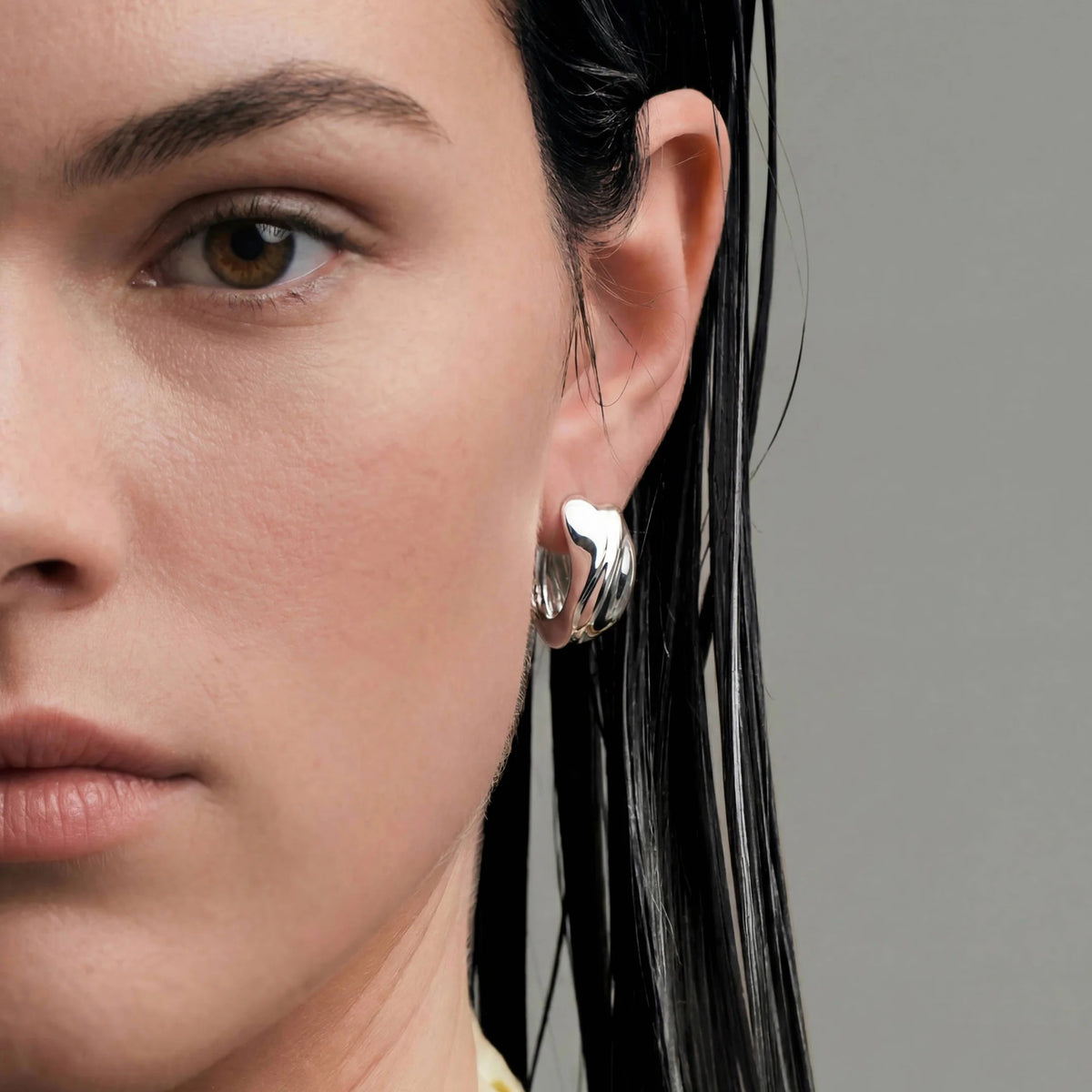 Milos Wave Hoops in Sterling Silver