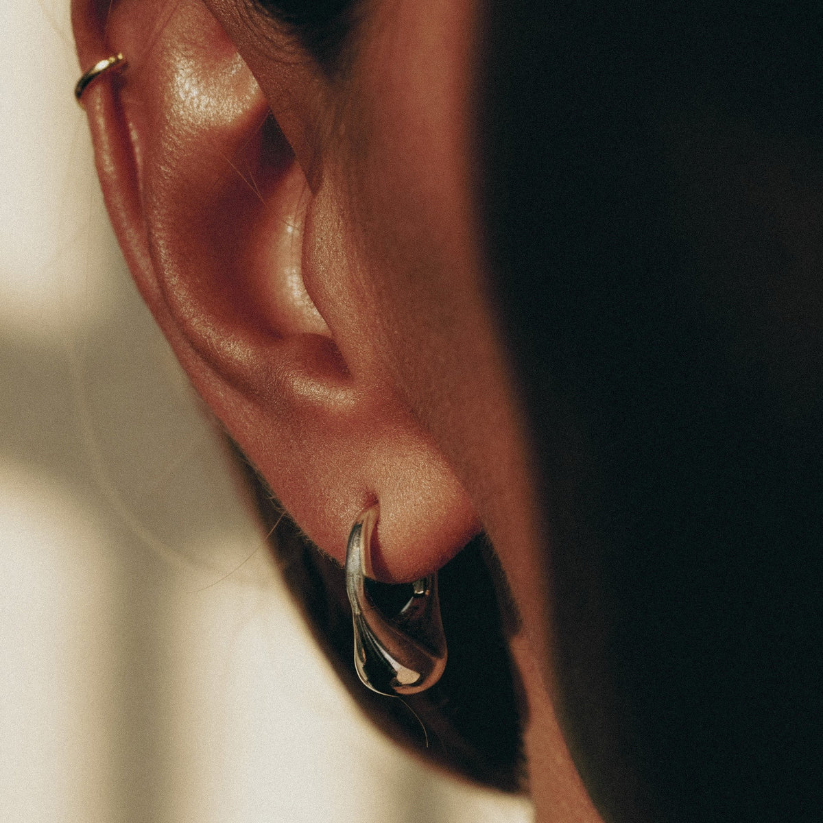 Pea Hoops in Sterling Silver