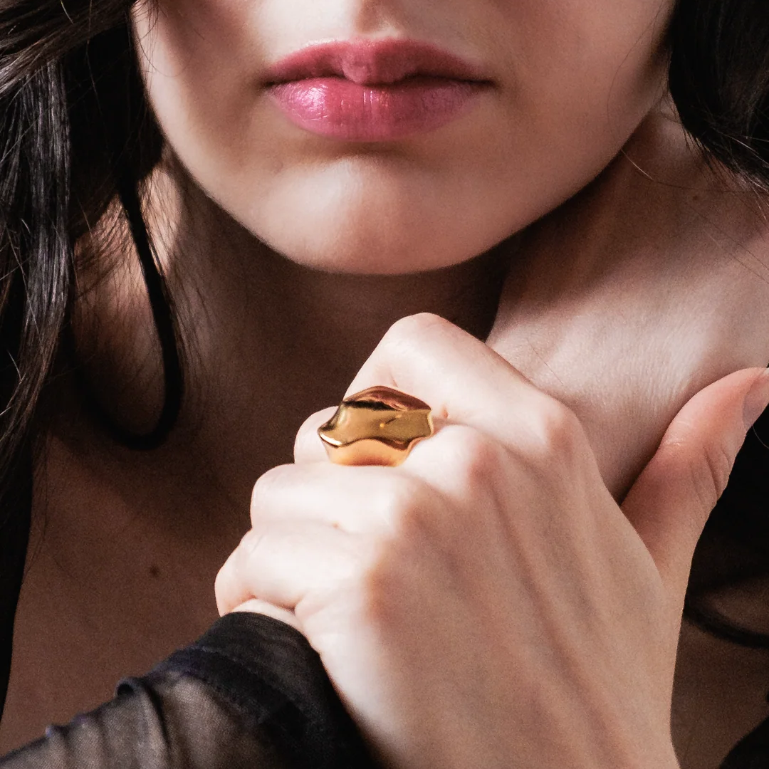 Zyra Sculpted Ring in Gold Vermeil