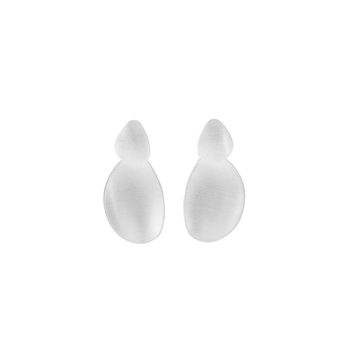 Organic Double Disc Earrings - Silver