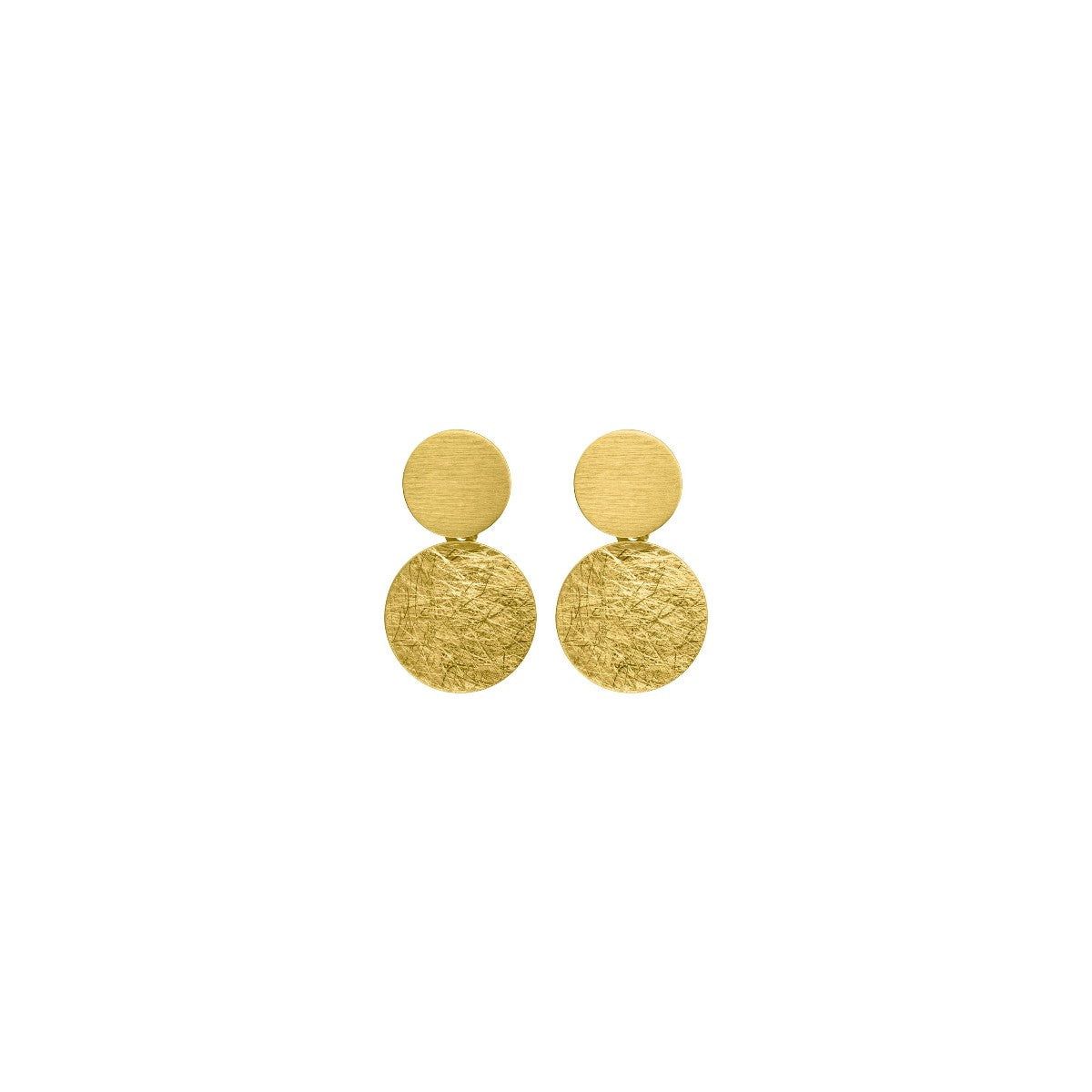 Textured Disc Drop Earrings - Gold