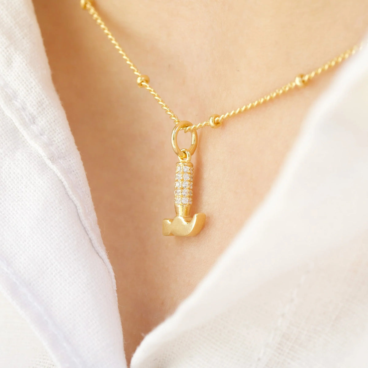 Global Goals #8: Hammer Necklace with Zircons