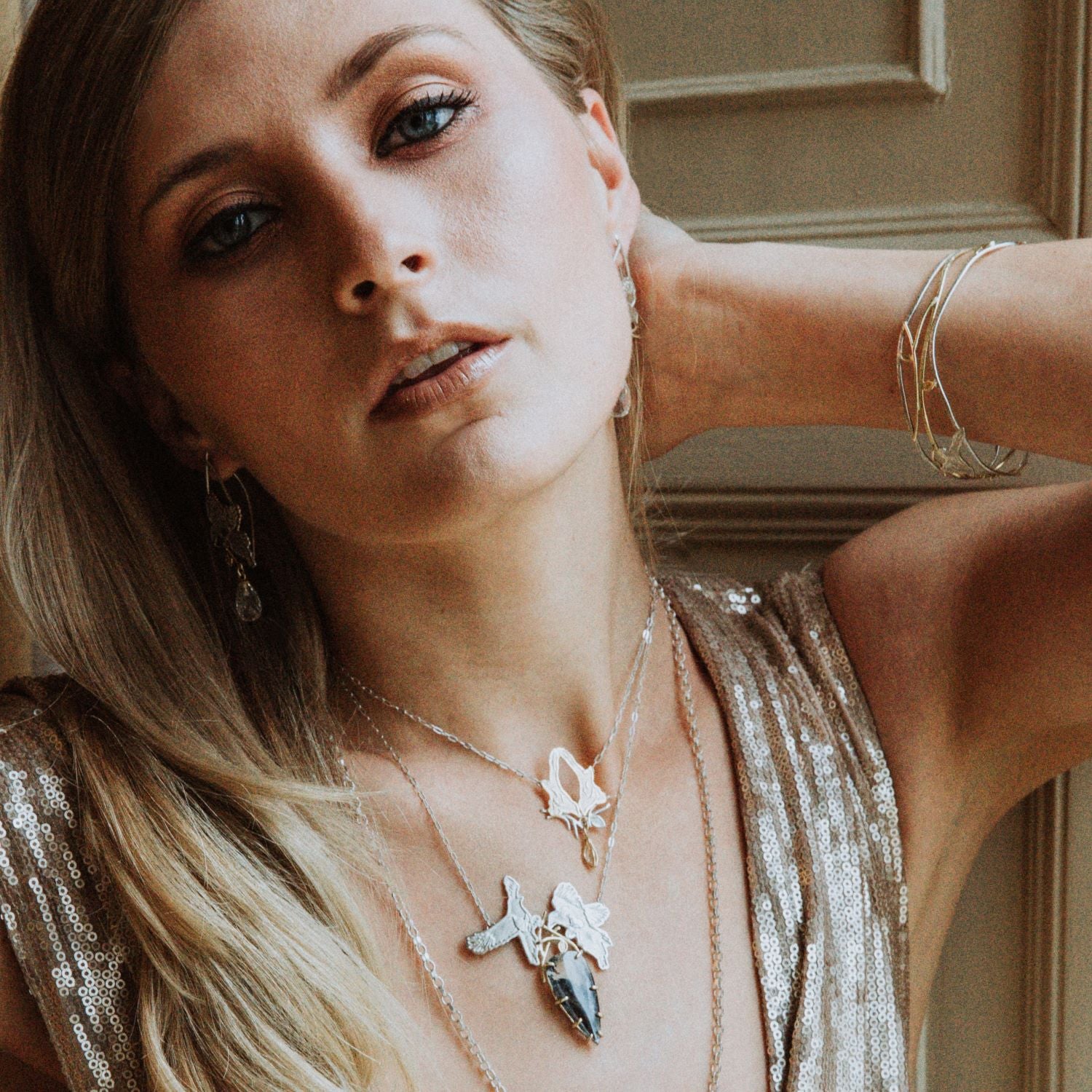 Gold Magpie Herkimer Necklace
