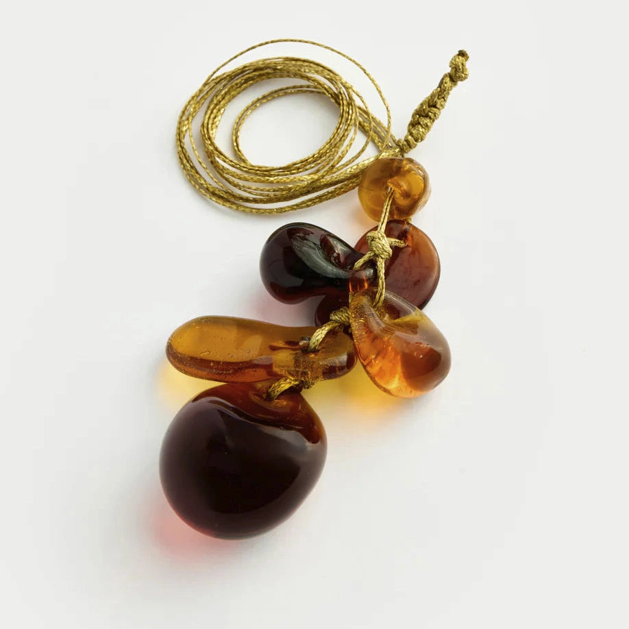 Azaz Amber Glass Bead Cluster on Cord
