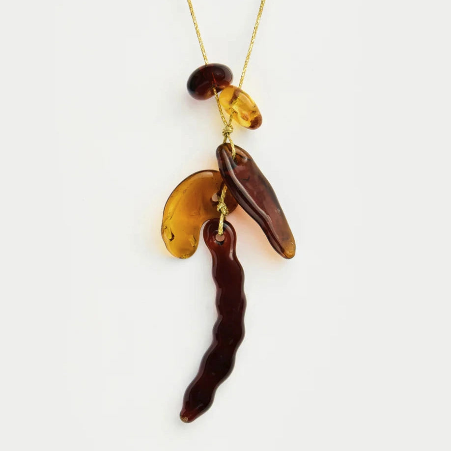 Azaz Amber Glass Bean Cluster on Cord