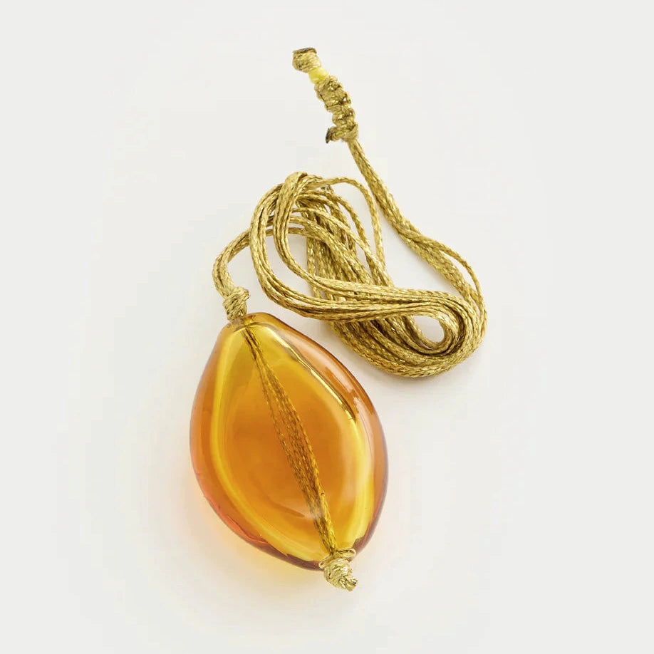 Azaz Amber Glass Diamond Bead on Cord