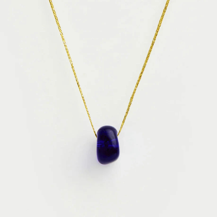 Azaz Dark Blue Glass Bead on Cord