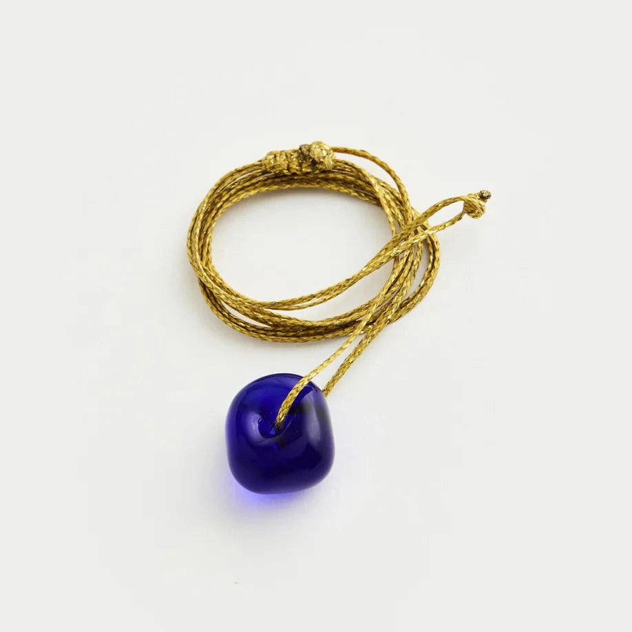 Azaz Dark Blue Glass Bead on Cord