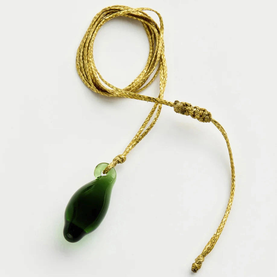 Azaz Green Glass Seed Bead on Cord