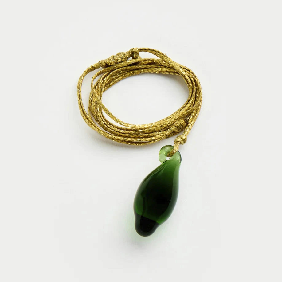 Azaz Green Glass Seed Bead on Cord