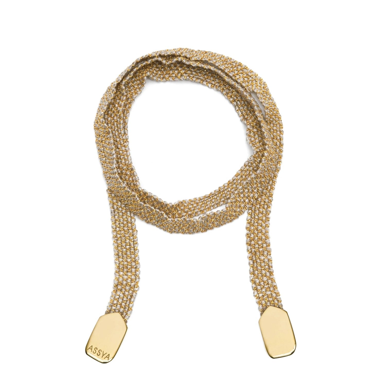 Weaved Wrap Bracelet Gold and Grey