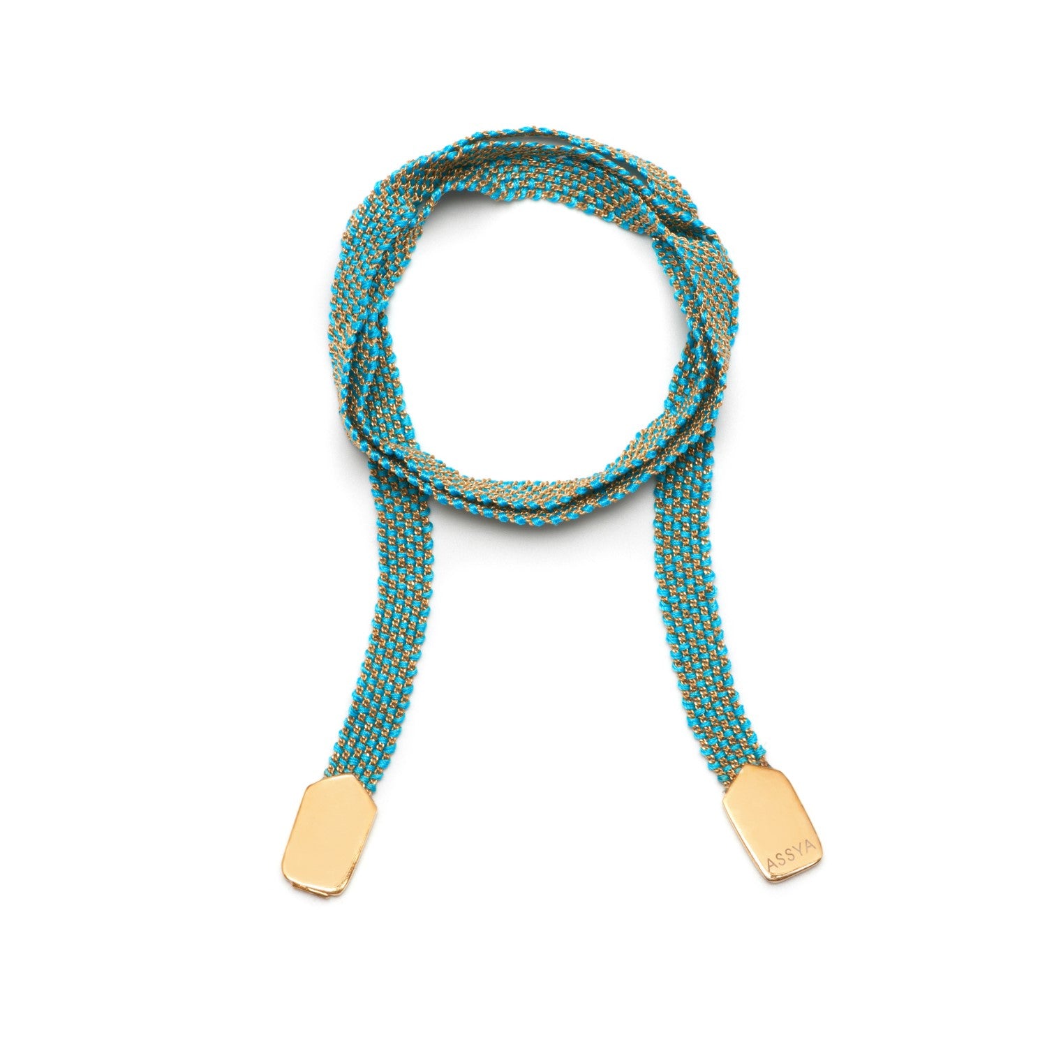 Weaved Wrap Bracelet Gold and Turquoise