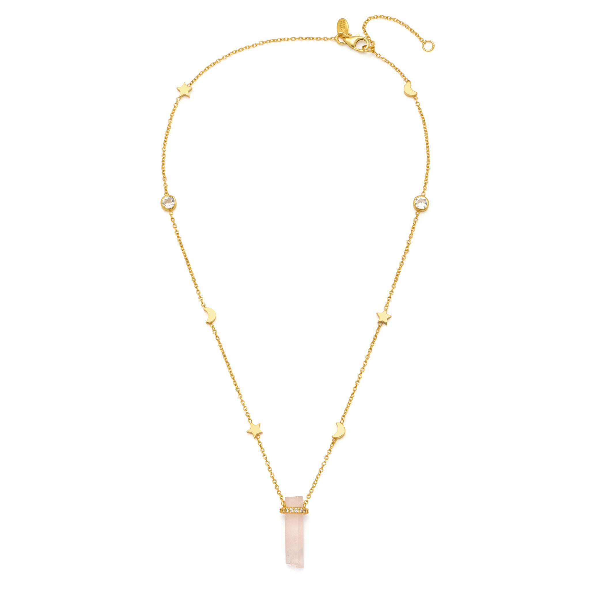 Gold Cupid Rose Quartz Necklace ASSYA Jewellery La Maison Couture