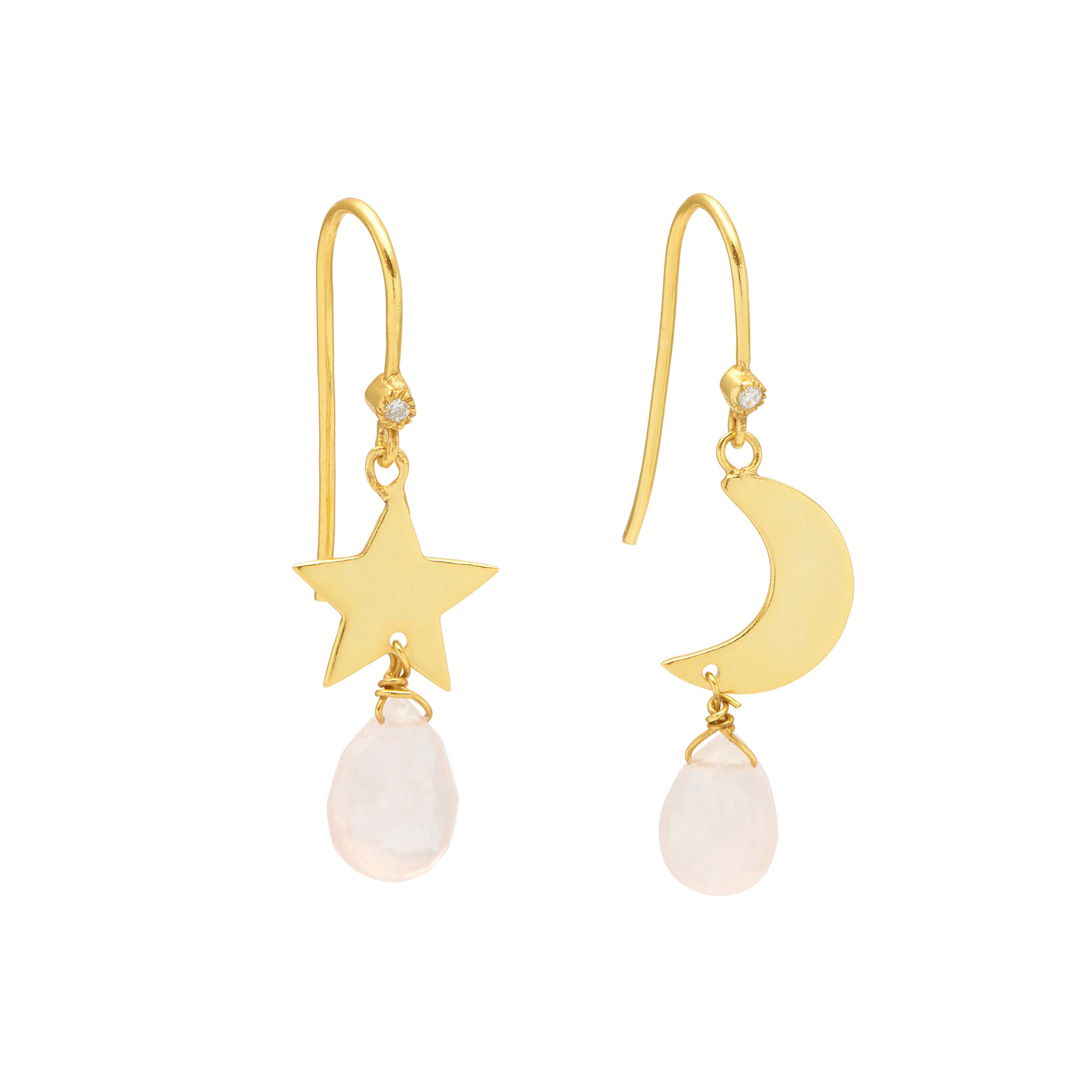 Gold Rose Quartz Astria Earrings ASSYA Jewellery La Maison Couture