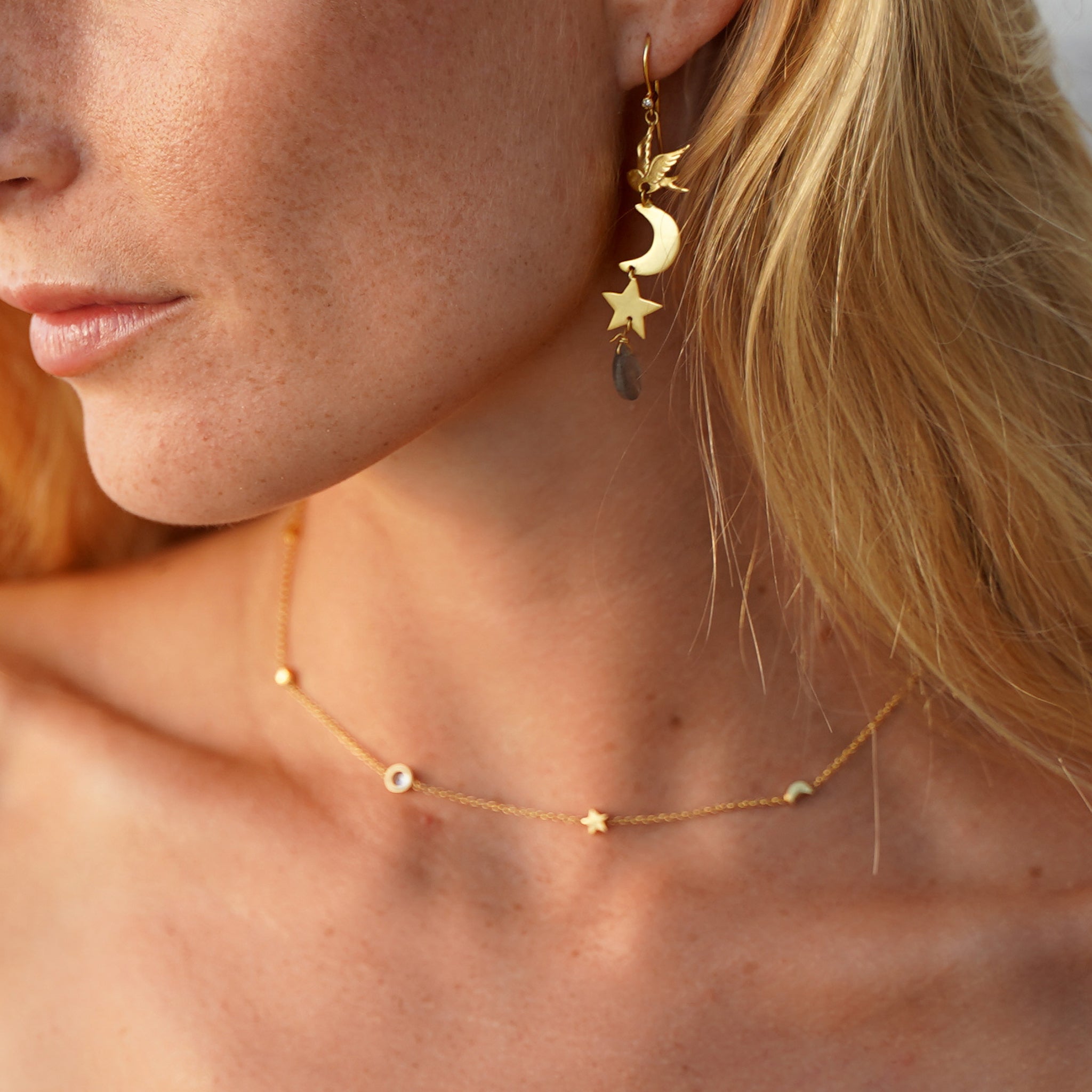 Gold Selene Cubic Zirconia Necklace ASSYA Jewellery La Maison Couture