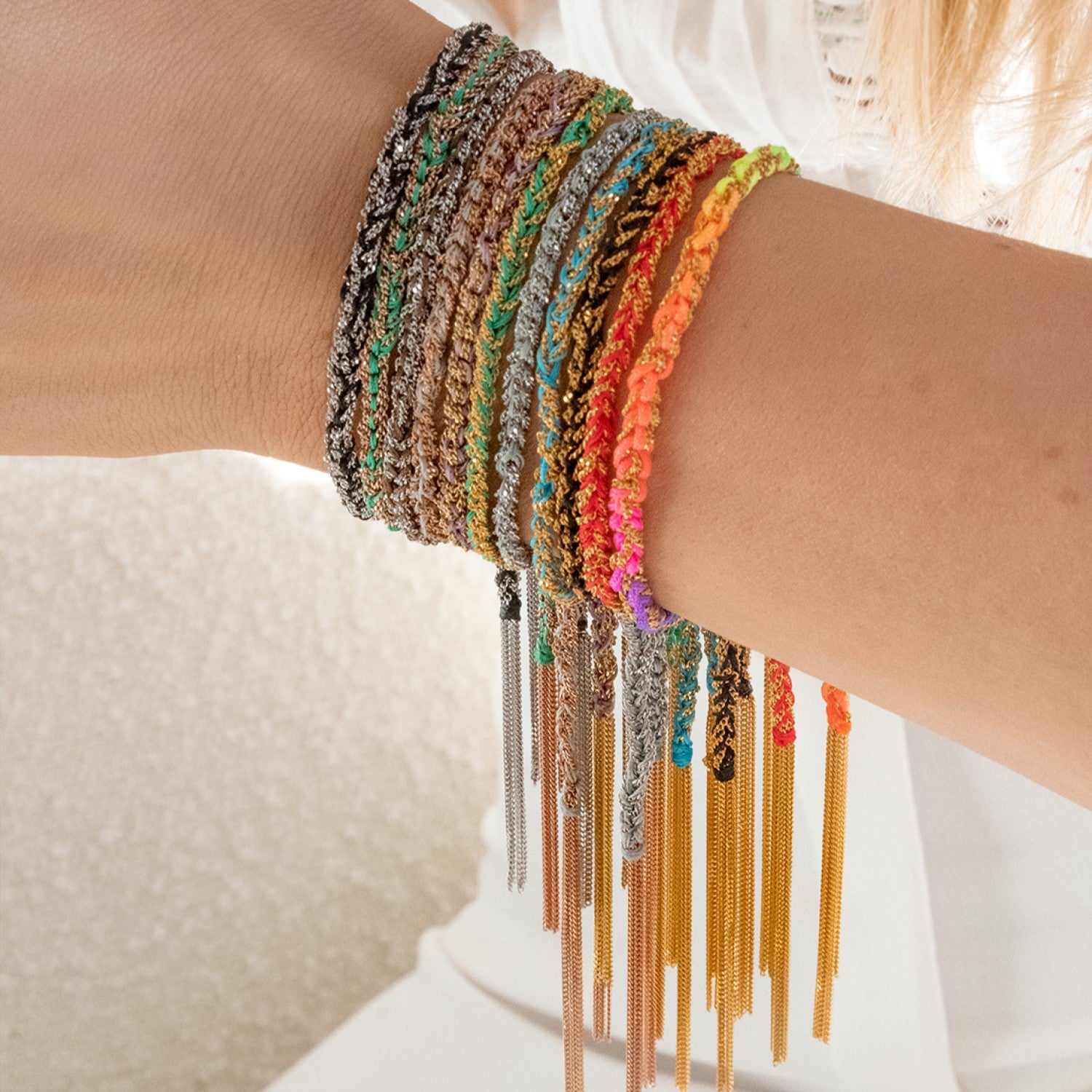 Panama Tassel Bracelet Gold and Purple
