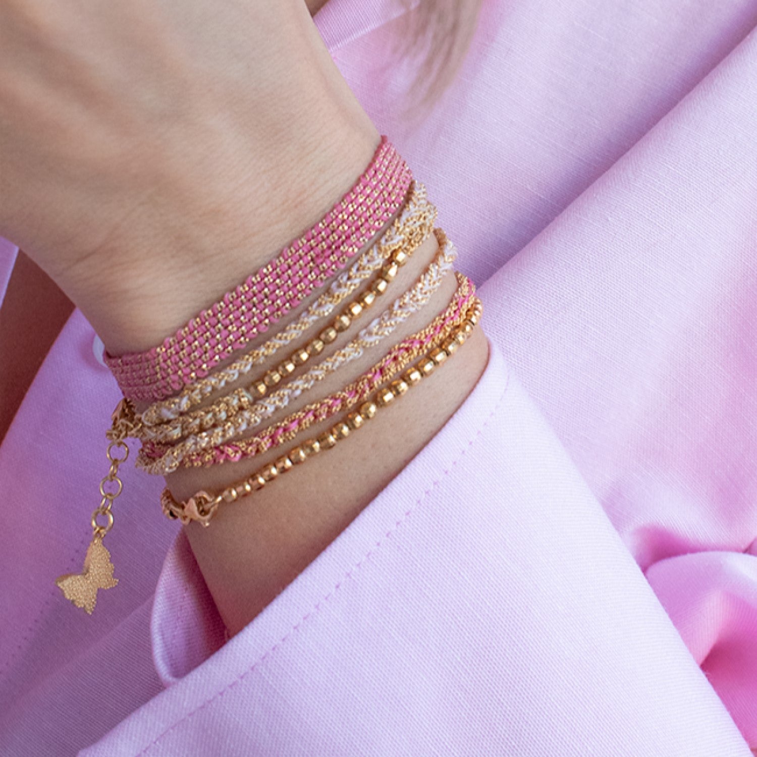 Panama Disco Friendship Bracelet Gold and White