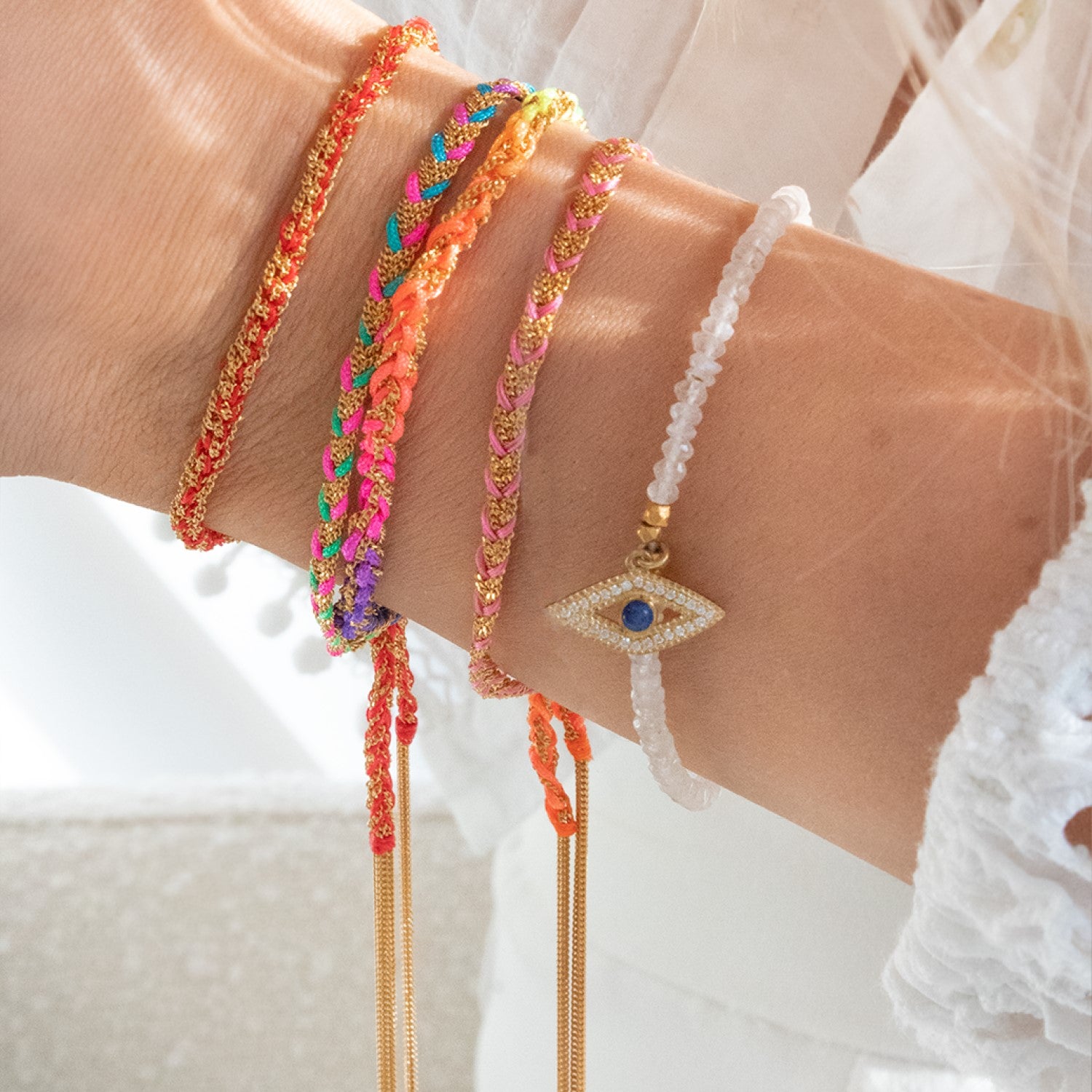 Panama Friendship Bracelet Gold and Pink