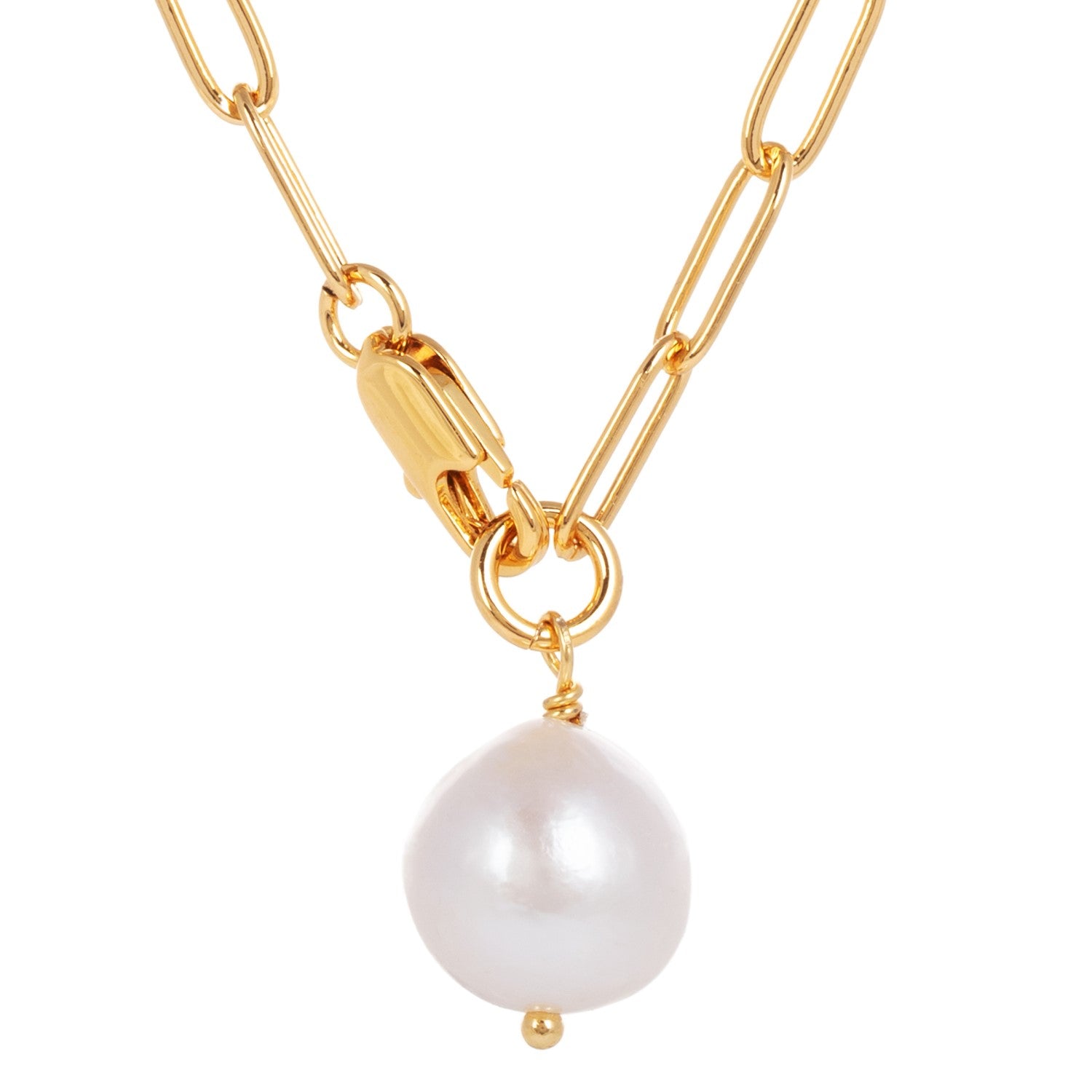 Alba Tie Gold Chain Necklace with Pearl Pendant
